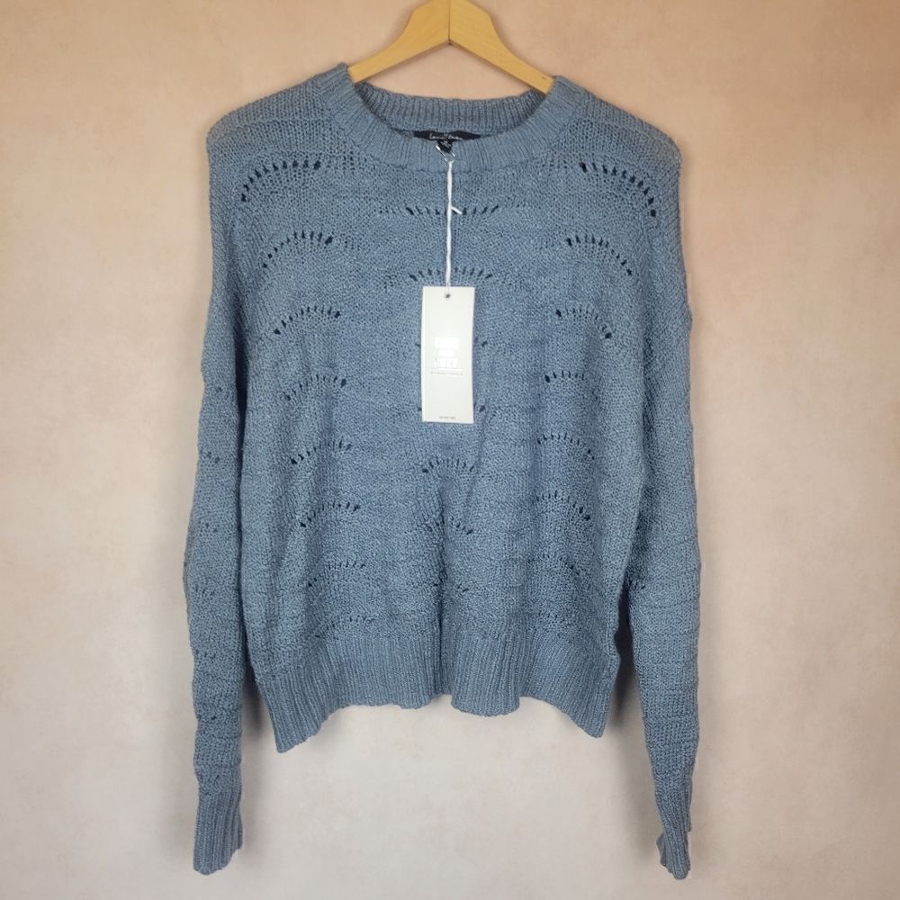 Love Tree Drop Shoulder Gray Knit Sweater Size Medium